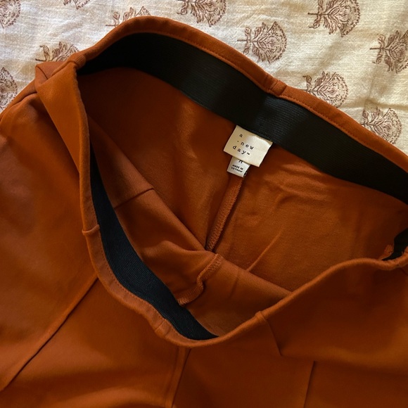 Burnt orange, pleated flare trousers. A New Day, a Target Brand. - Picture 2 of 4